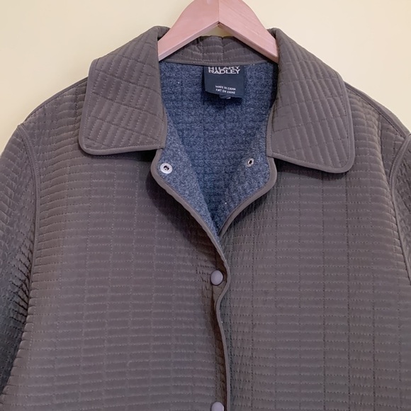 Hilary Radley || Brown Quilted Snap Collar Boxy Pocket Coat Jacket Small - Picture 4 of 17